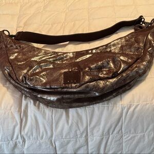 We the Free/ Free People Sparta Sling in Gold Metallic Brown Genuine Leather